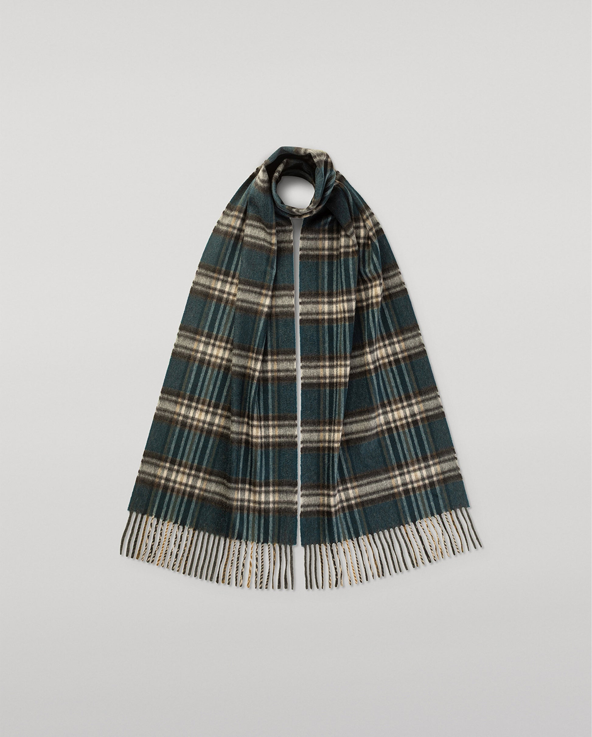 JOHNSTONS OF ELGIN CASHMERE VINTAGE CHECK SCARF BOTTLE GREEN 100% CASHMERE WA002634RU7781ONE