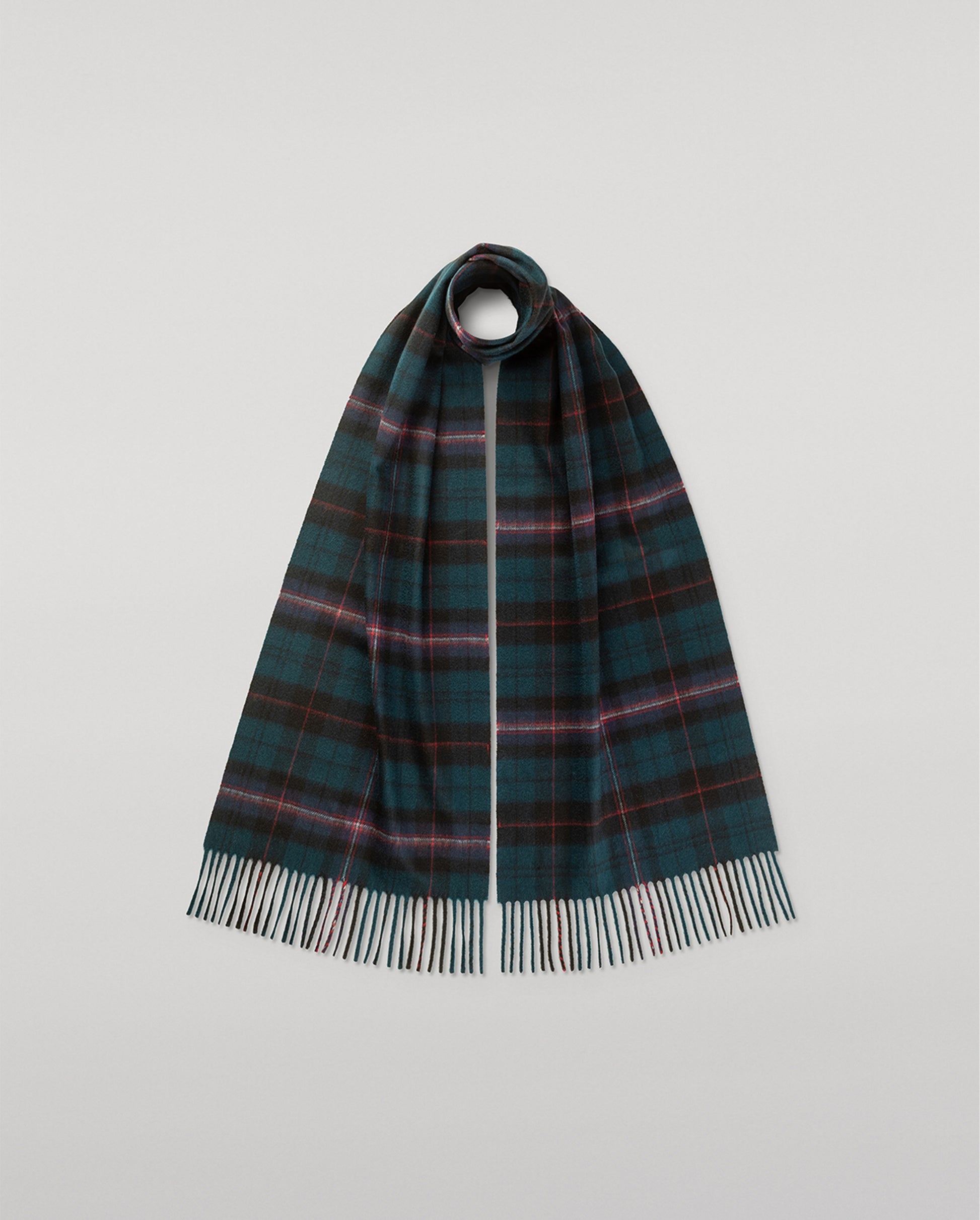 JOHNSTONS OF ELGIN CASHMERE PLAID SCARF BOTTLE GREEN 100% CASHMERE WA002634RU7790ONE