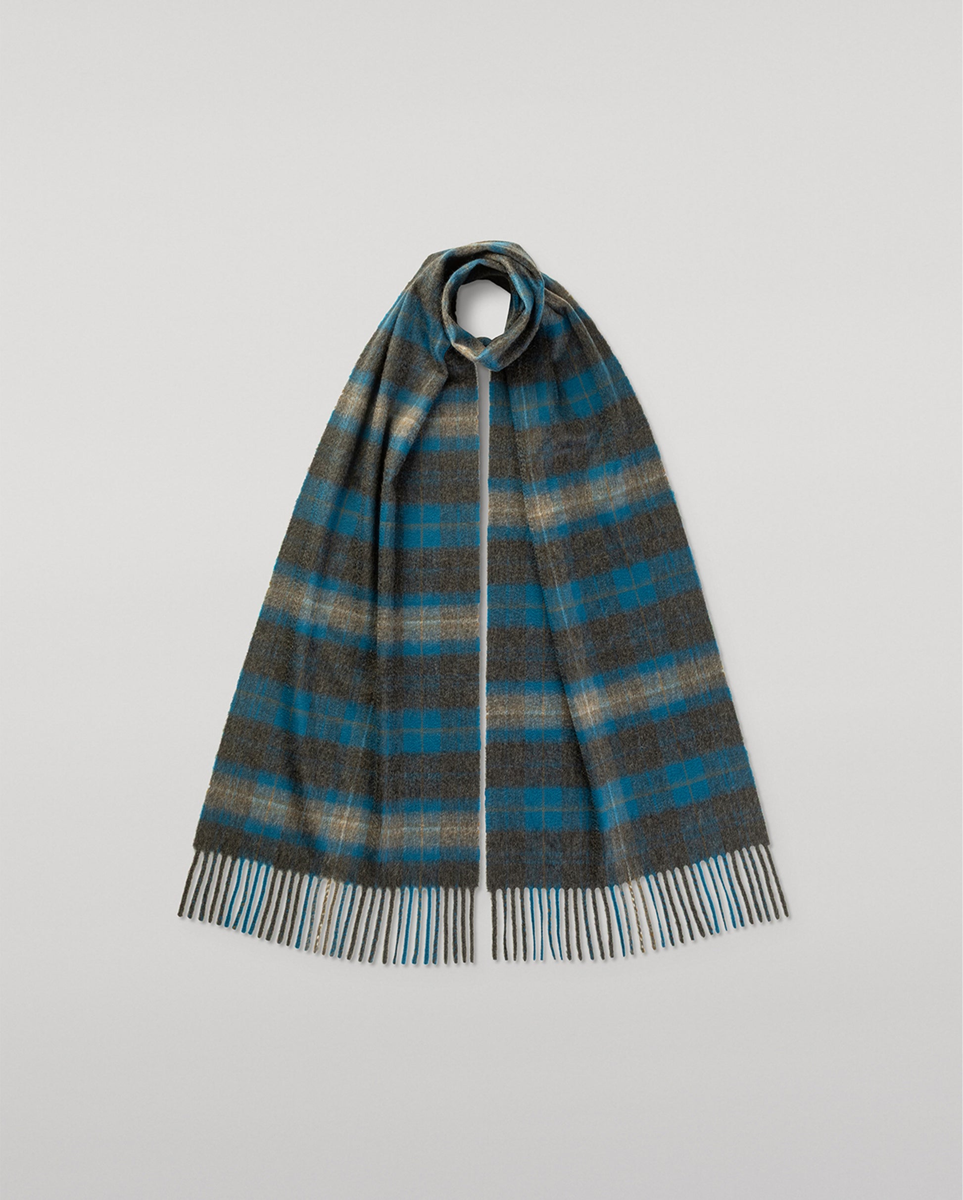 JOHNSTONS OF ELGIN CASHMERE PLAID SCARF DARK GREY 100% CASHMERE WA002634RU7791ONE