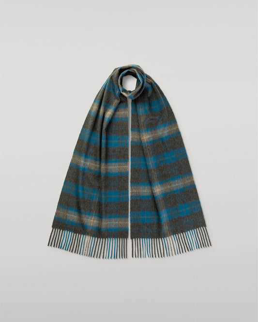 JOHNSTONS OF ELGIN CASHMERE PLAID SCARF DARK GREY 100% CASHMERE WA002634RU7791ONE