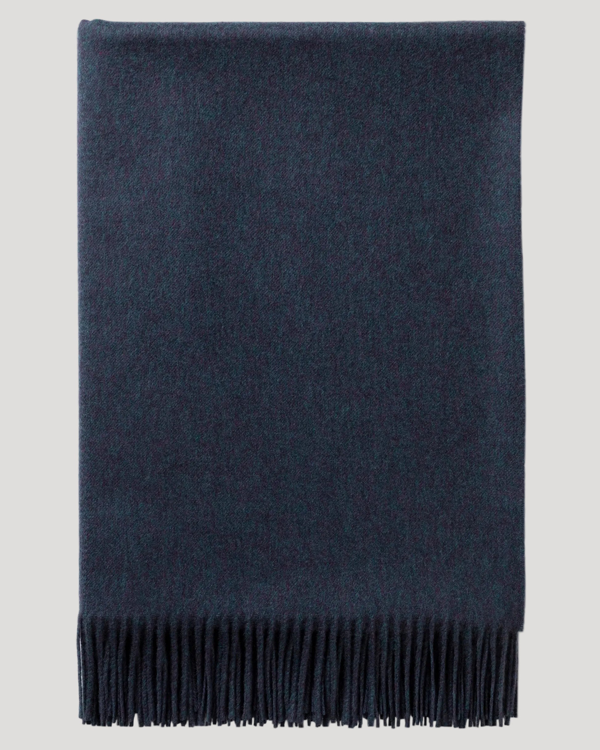 2025 Johnstons of Elgin Interiors Collection Heather Navy Cashmere Throw on a white background  WA000055HD7311ONE