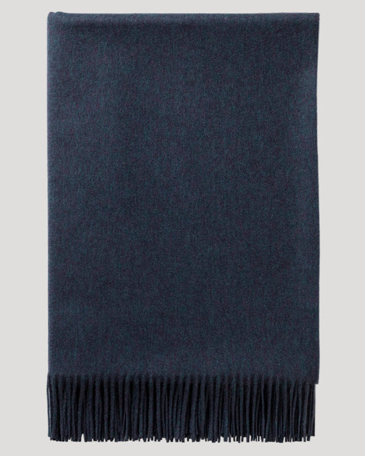 2025 Johnstons of Elgin Interiors Collection Heather Navy Cashmere Throw on a white background  WA000055HD7311ONE