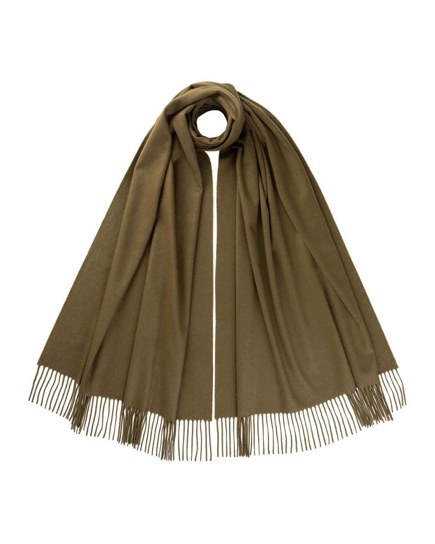 Johnstons of Elgin AW24 Woven Accessory Olive Cashmere Stole WA000056SC4596ONE
