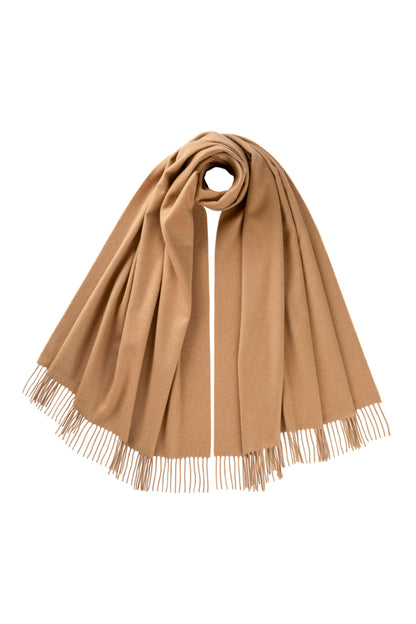 Johnstons of Elgin Woven Cashmere Stole in Camel WA000056HB4315ONE