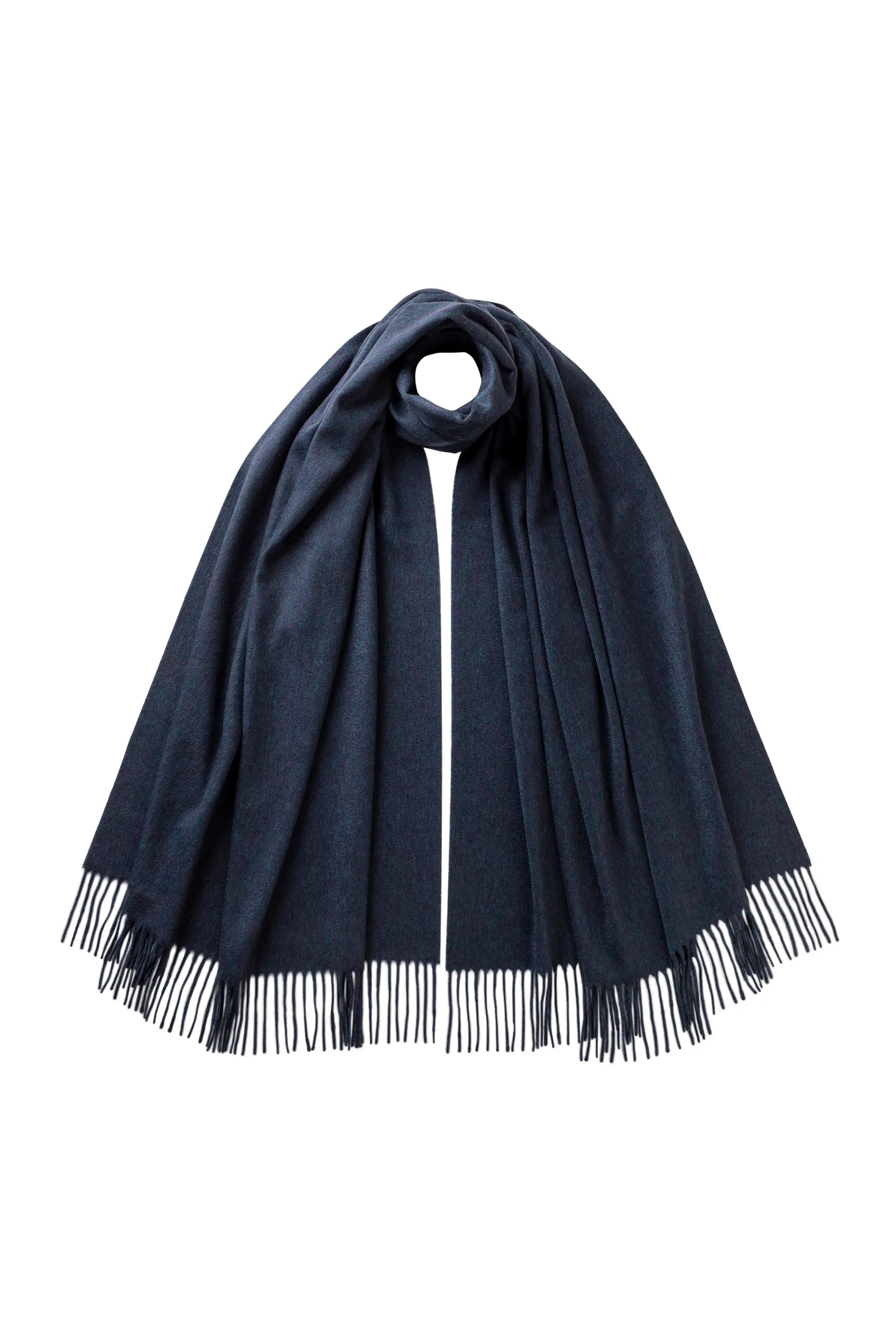 Johnstons of Elgin AW25 Woven Accessories Heather Navy Plain Cashmere Stole WA000056HD7311ONE
