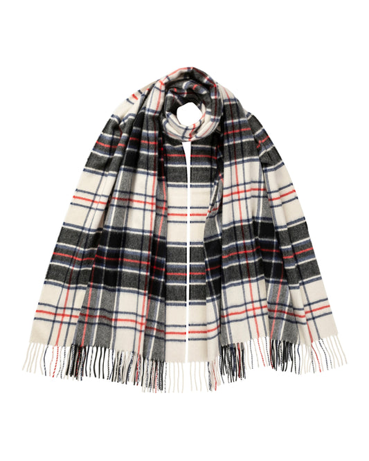 Johnstons of Elgin Tartan Cashmere Stole in MacRae on a white background WA000056KU0128ONE