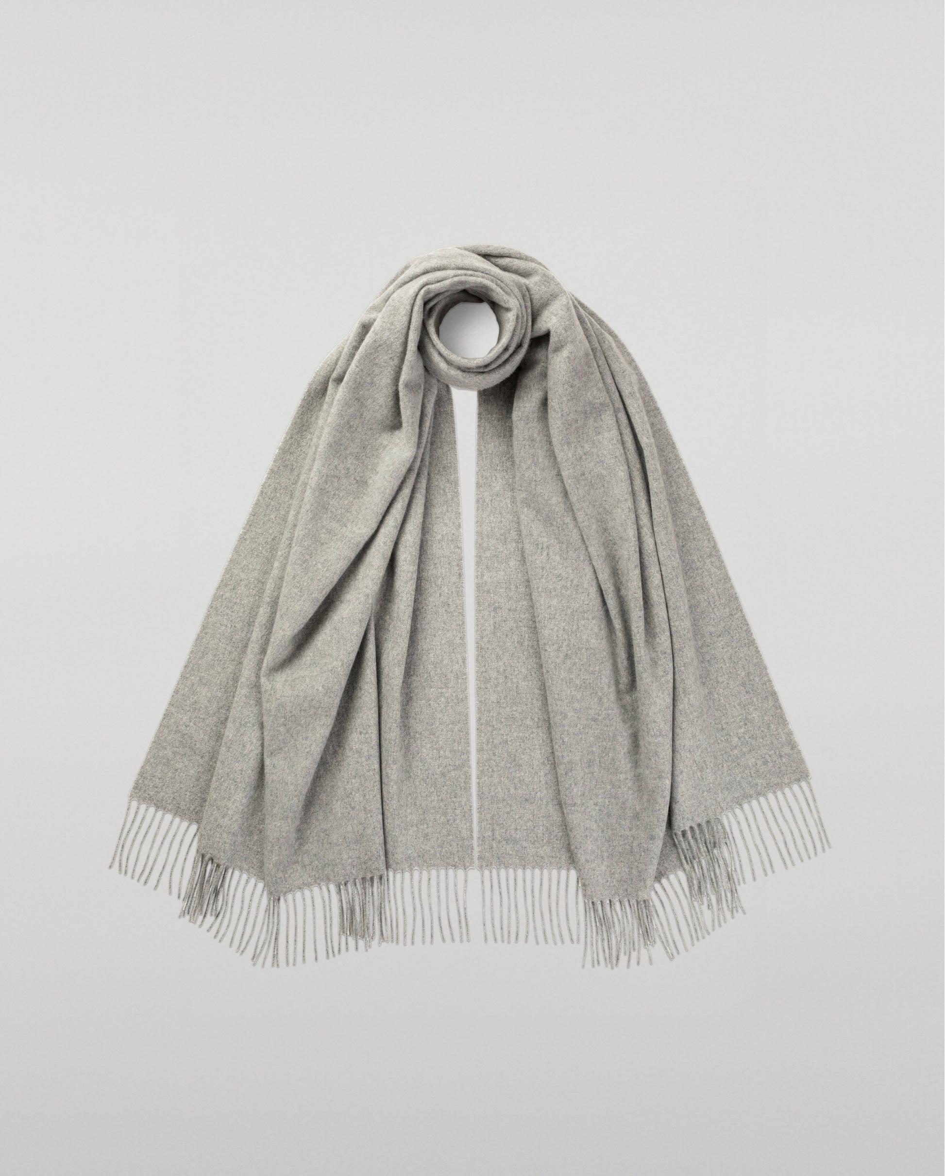 Johnstons of Elgin 100% Cashmere Stole in Light Grey on a white background WA000056HA0200N/A