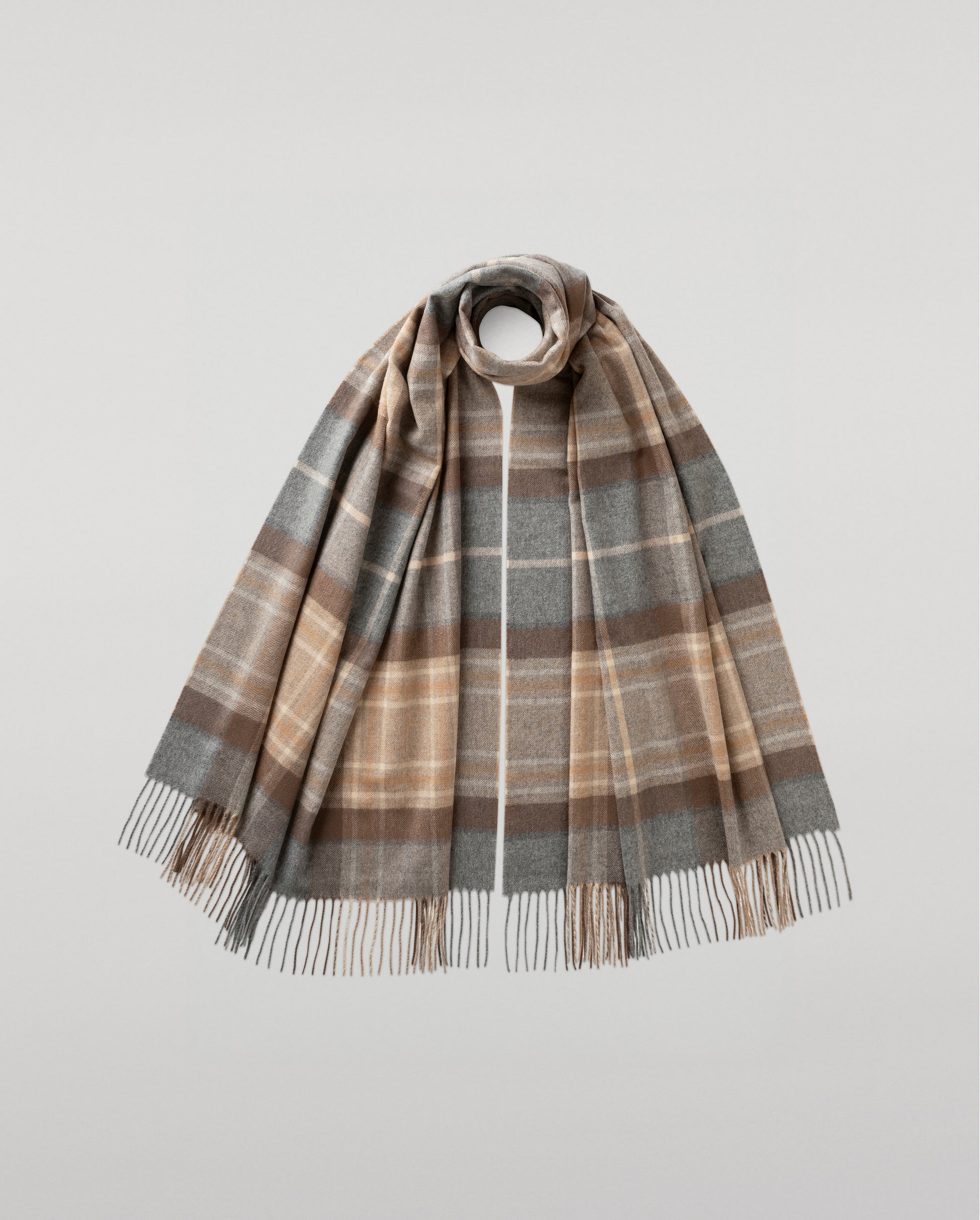 Johnstons of Elgin Woven Accessories Natural MacKellar Tartan Cashmere Stole WA000056KU0542ONE