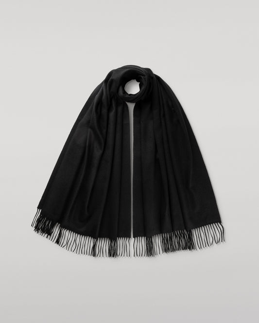 Johnstons of Elgin 100% Cashmere Stole in Black on a white background WA000056SA0900N/A