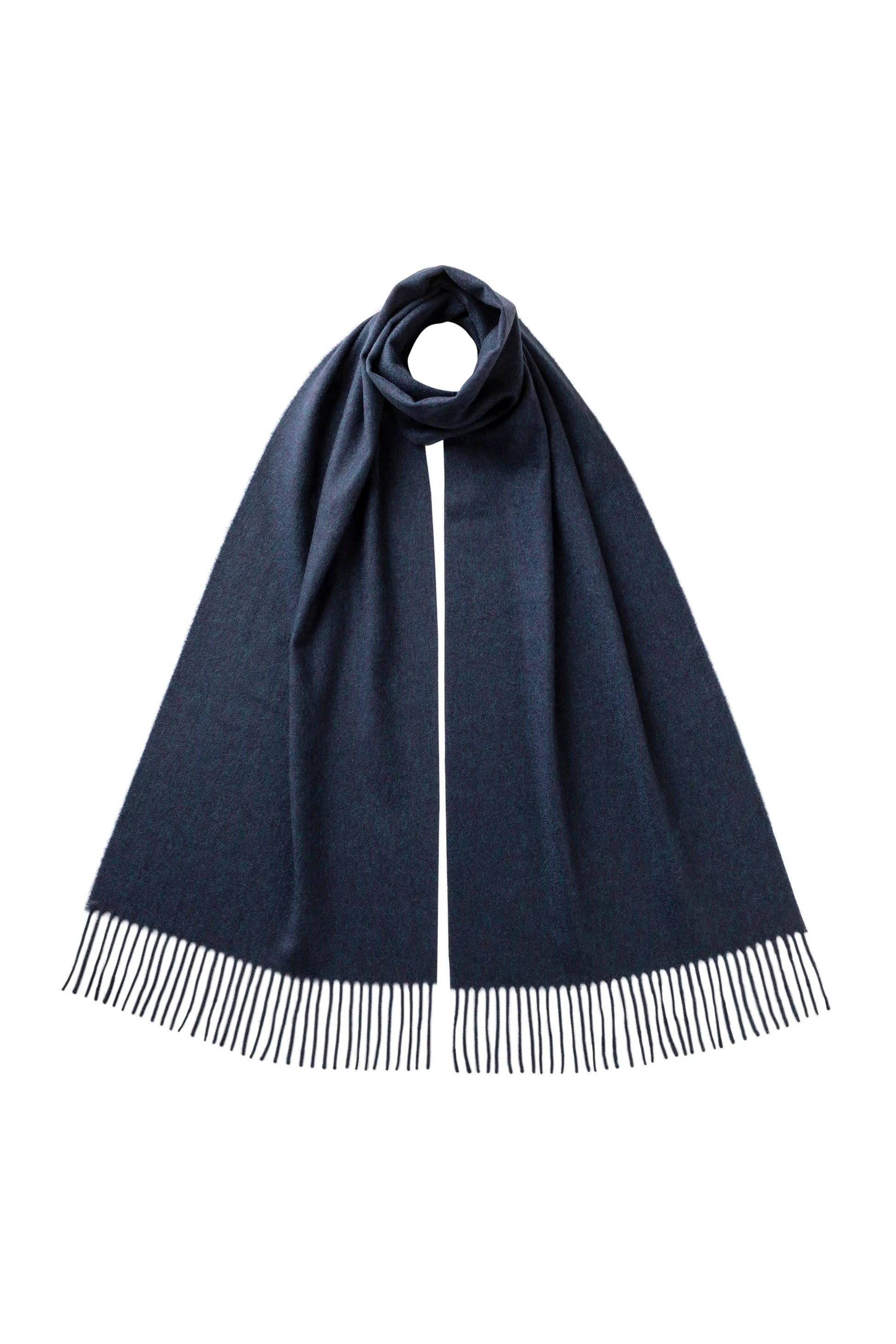 Johnstons of Elgin AW25 Woven Accessories Heather Navy Heather Navy Wide Cashmere Scarf WA000057HD7311ONE