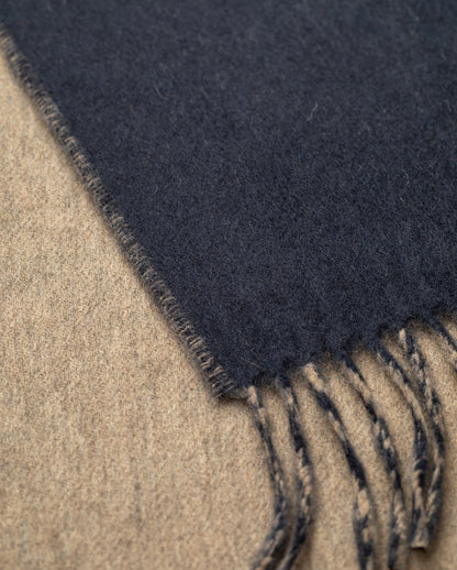 JOHNSTONS OF ELGIN CASHMERE CONTRAST REVERSIBLE STOLE NAVY & BROWN 100% CASHMERE WA000585RU7784ONE