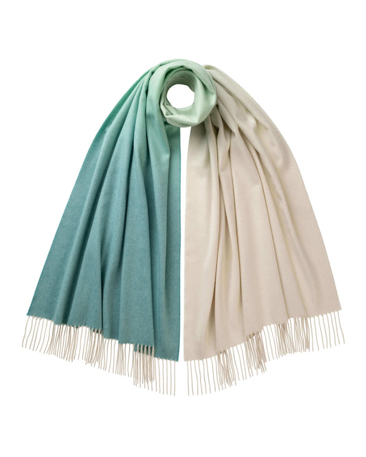 Johnstons of Elgin SS25 Accessories Green & White Ombré Cashmere Stole WAC00056RU7612ONE