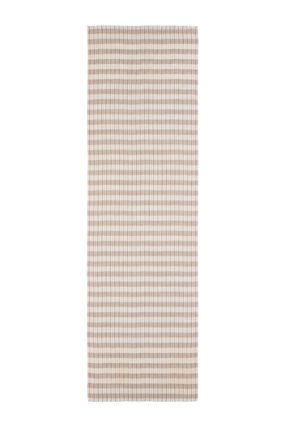 Johnstons of Elgin SS25 Accessories Natural Tipped Stripe Lightweight Scarf  lying flat on a white background WB002672RU7581ONE