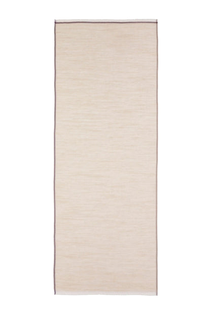 Johnstons of Elgin SS25 Accessories Natural Colour Border Lightweight Scarf lying flat on a white background WB002693RU7595ONE