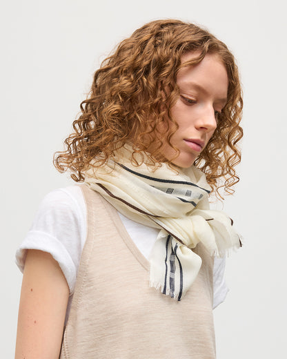 JOHNSTONS OF ELGIN CYRUS FLOAT EDGE SCARF WHITE 94% WOOL 4% CASHMERE 2% SILK WB002860RU7711ONE