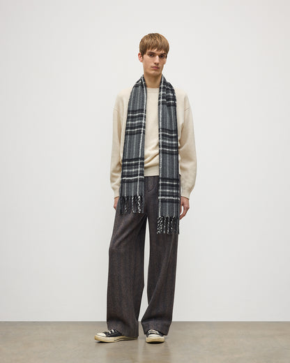 JOHNSTONS OF ELGIN MACH TARTAN SCARF GREY 95% WOOL 4% CASHMERE 1% SILK WB002956RU7776ONE
