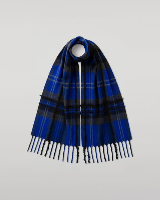 JOHNSTONS OF ELGIN MACH TARTAN SCARF BLUE 95% WOOL 4% CASHMERE 1% SILK WB002957RU7777ONE