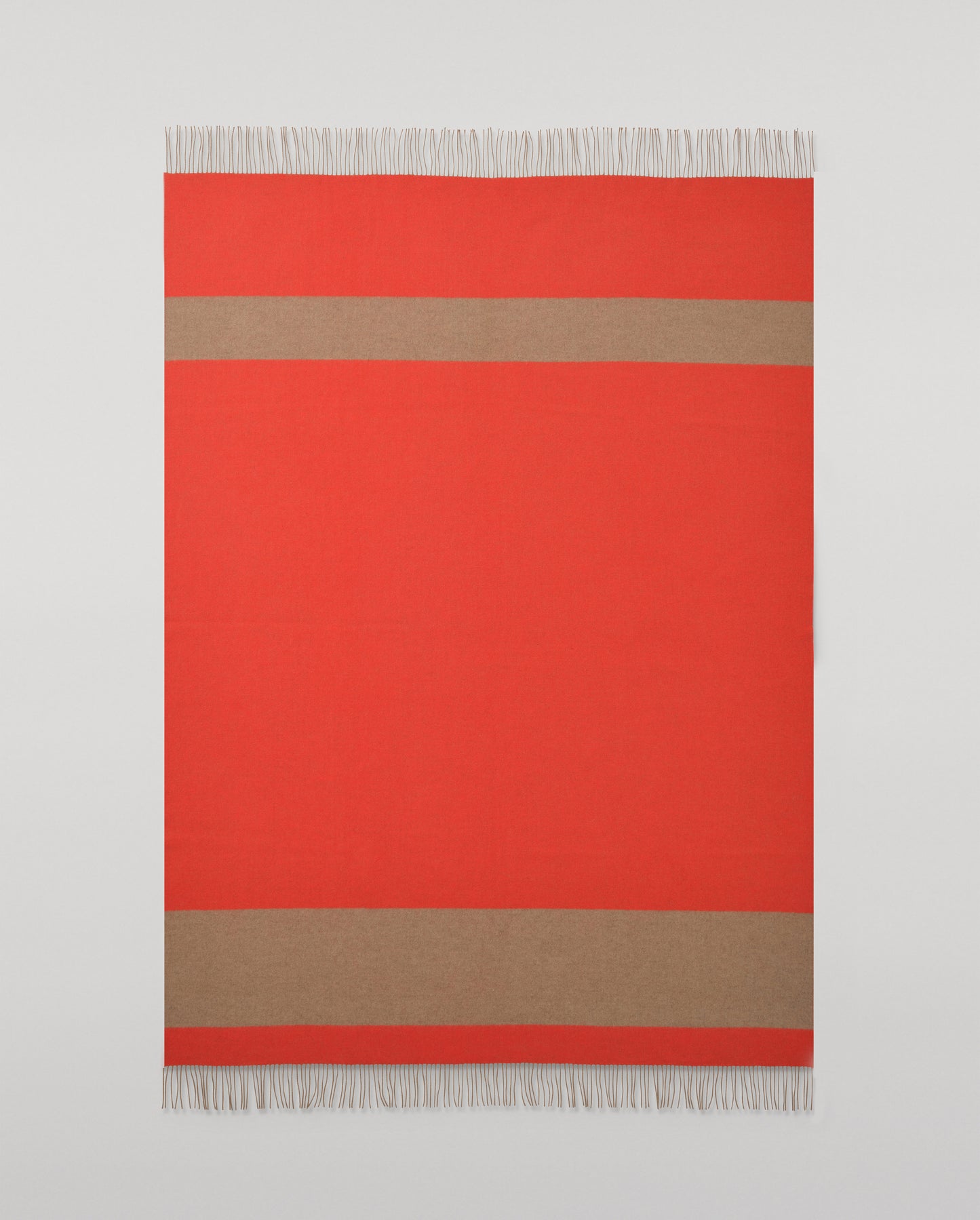 Johnstons of Elgin Stripe Throw in Otter Brown and Red, 90% Wool  10% Cashmere WB002963RU7813ONE
