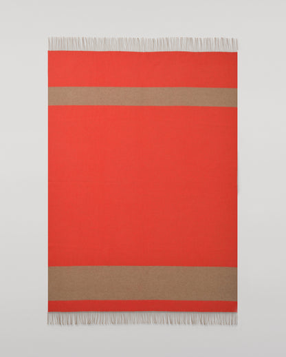 Johnstons of Elgin Stripe Throw in Otter Brown and Red, 90% Wool  10% Cashmere WB002963RU7813ONE