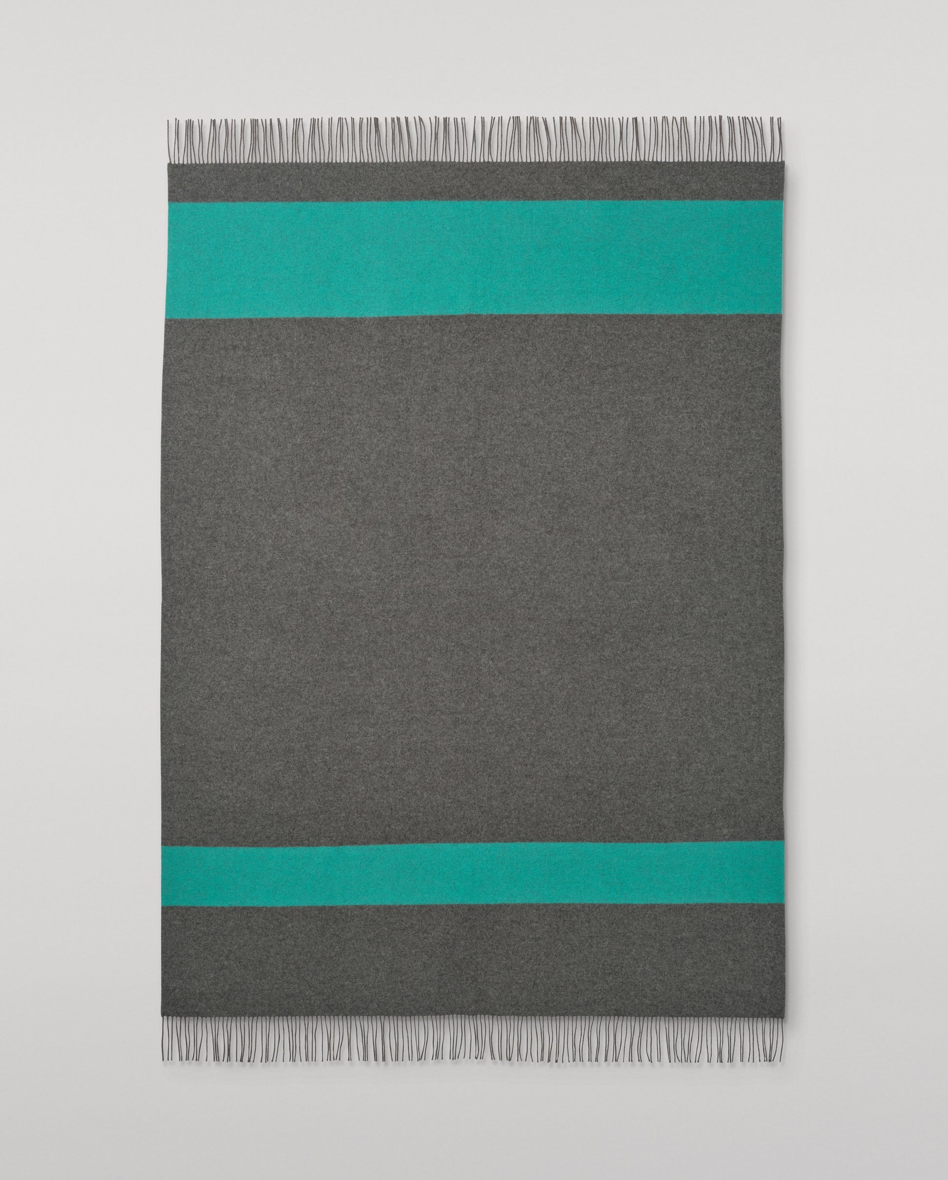 Johnstons of Elgin Green and Grey Stripe Throw 90% Wool 10% Cashmere WB002963RU7814ONE