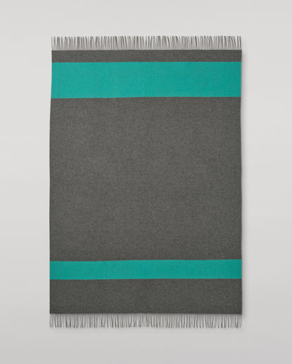 Johnstons of Elgin Green and Grey Stripe Throw 90% Wool 10% Cashmere WB002963RU7814ONE