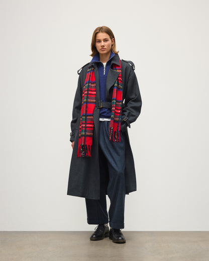 JOHNSTONS OF ELGIN MACH TARTAN SCARF DARK RED 95% WOOL 4% CASHMERE 1% SILK WB002970RU7831ONE