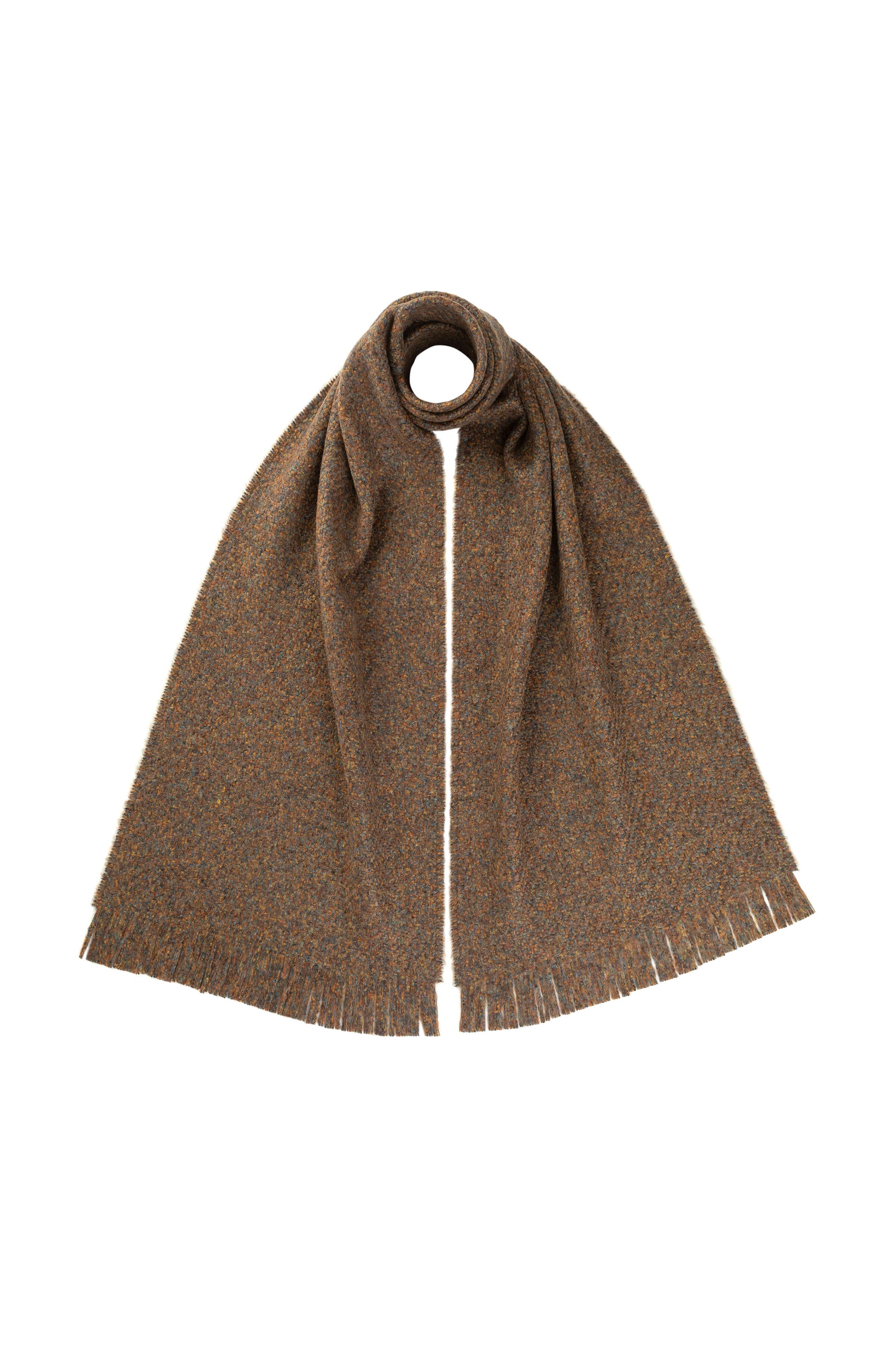 Johnstons of Elgin AW24 Woven Accessory Bronze Mix Brushed Bouclé Scarf WB002587HB4355ONE