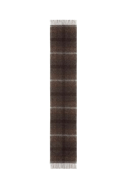 Cashmere Silk Blurred Check Dark Brown Scarf