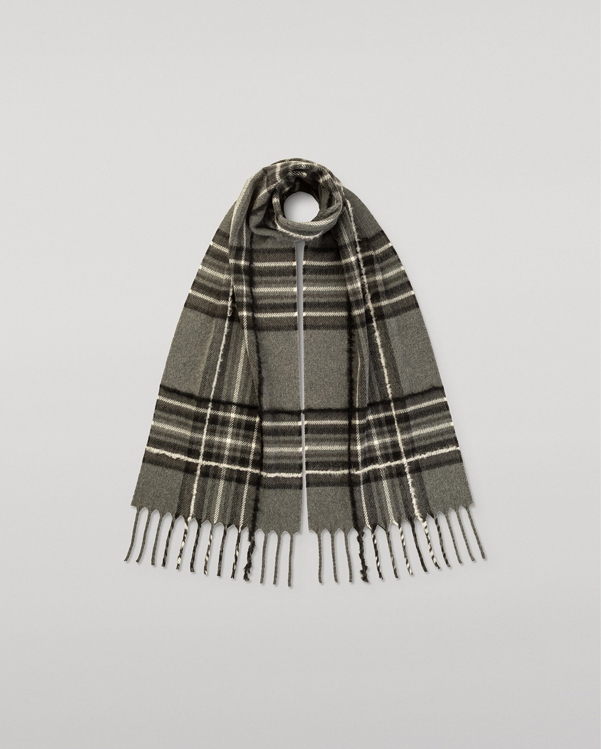 JOHNSTONS OF ELGIN MACH TARTAN SCARF GREY 95% WOOL 4% CASHMERE 1% SILK WB002956RU7776ONE