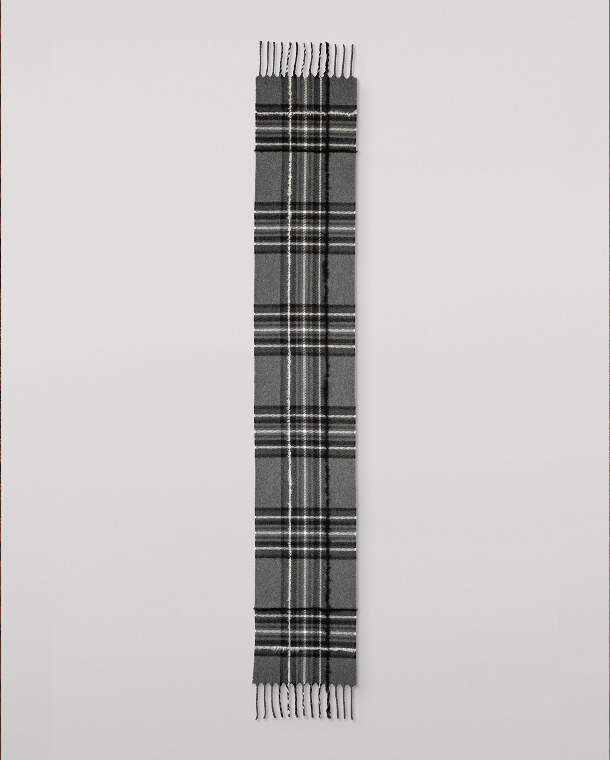 JOHNSTONS OF ELGIN MACH TARTAN SCARF GREY 95% WOOL 4% CASHMERE 1% SILK WB002956RU7776ONE