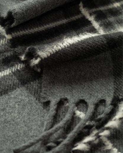 JOHNSTONS OF ELGIN MACH TARTAN SCARF GREY 95% WOOL 4% CASHMERE 1% SILK WB002956RU7776ONE