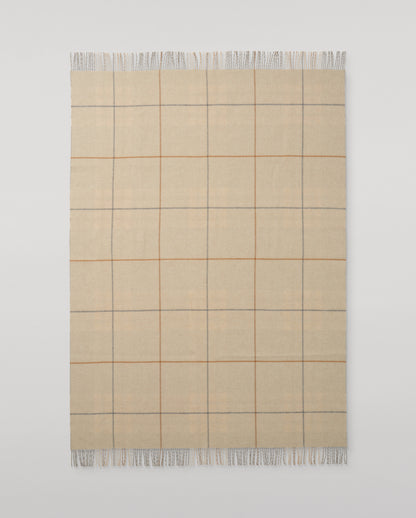 Johnstons of Elgin Interiors Collection Grey & Brown Overcheck Reversible Lambswool Throw WD000021RU6954ONE