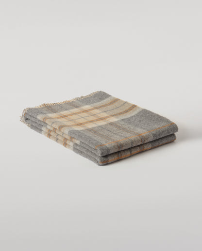 Johnstons of Elgin Interiors Collection Grey & Brown Overcheck Reversible Lambswool Throw WD000021RU6954ONE