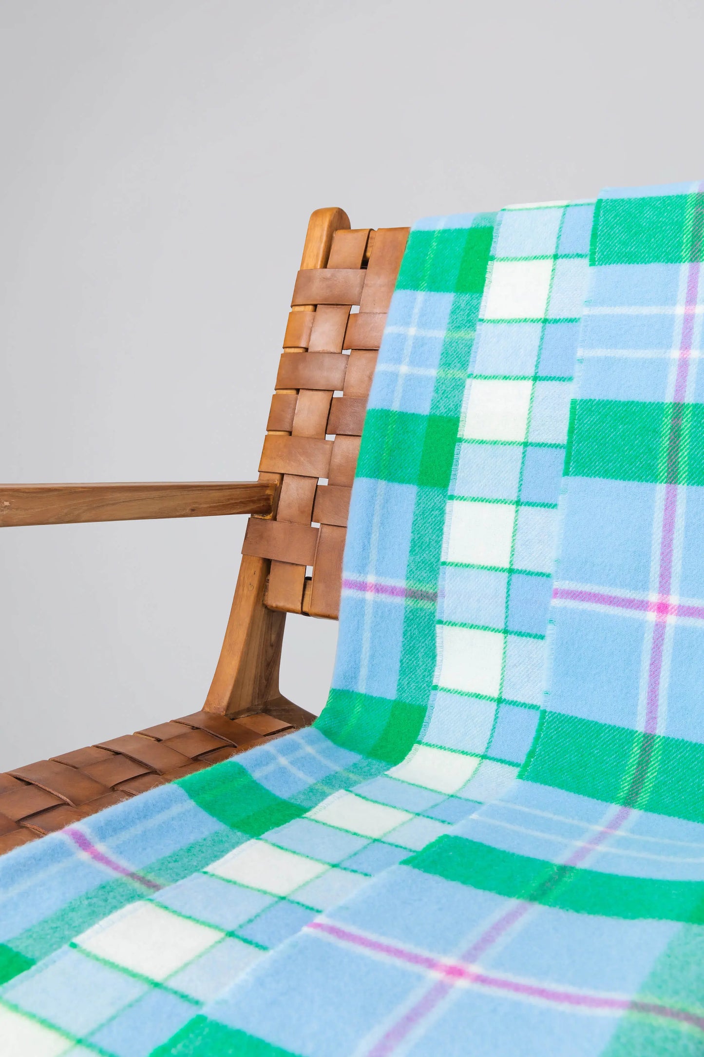 Johnstons of Elgin 2024 Blanket Collection Bordered Block Check Vibrant Double Face Lambswool Throw WD000021RU7467ONE