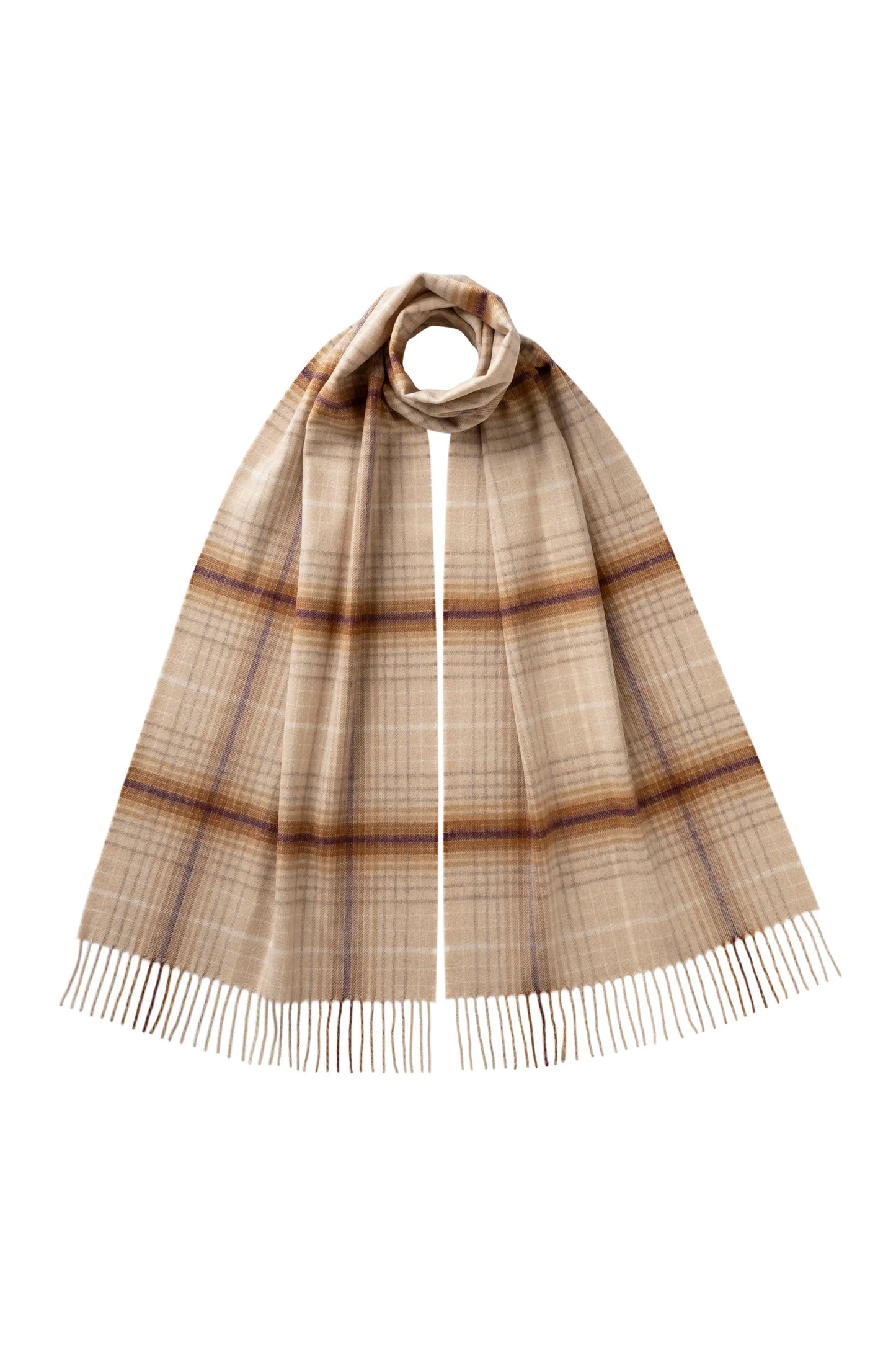 Johnstons of Elgin AW25 Woven Accessories Blonde Ombre Check Merino Scarf WDC01797RU7635ONE