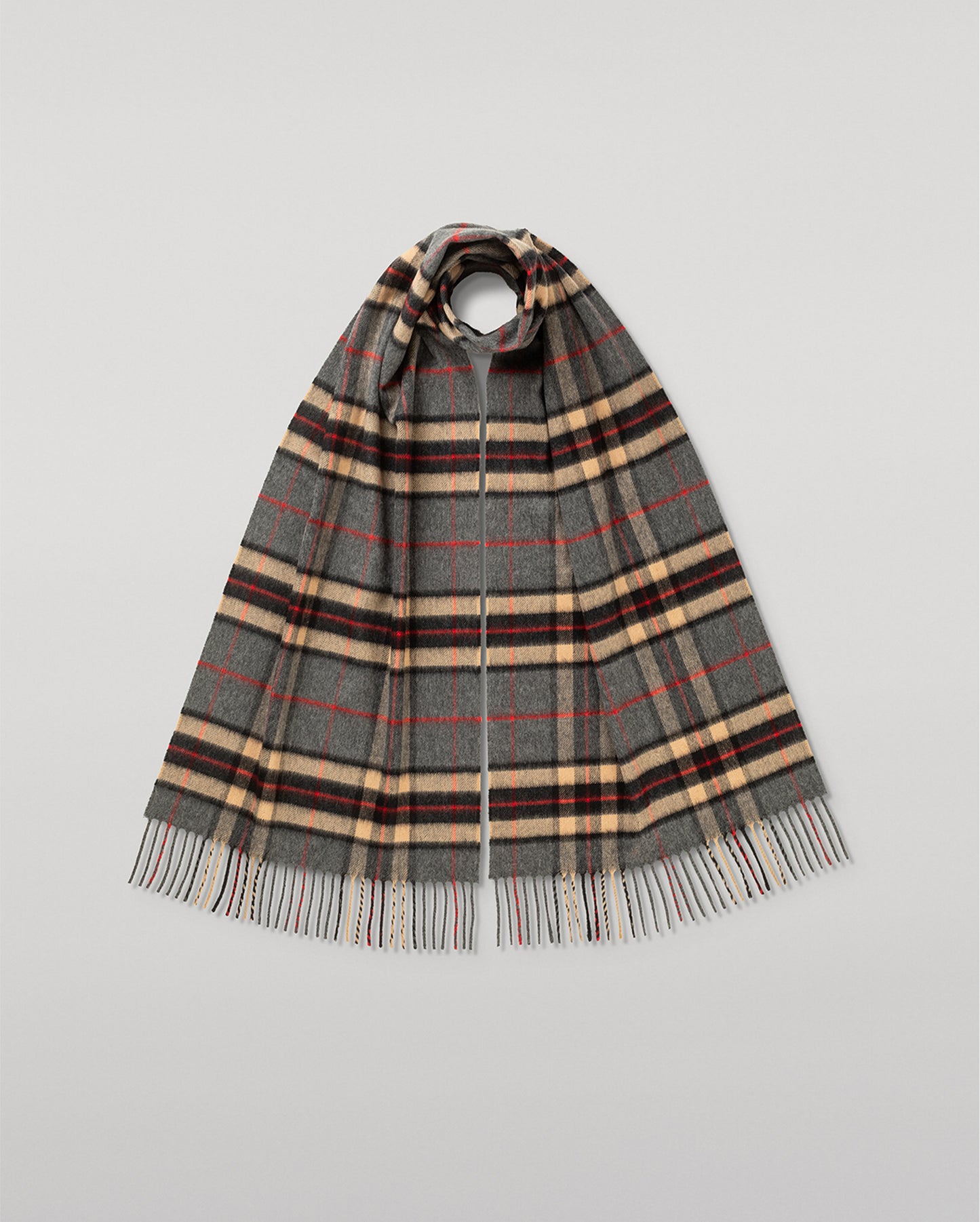 JOHNSTONS OF ELGIN VINTAGE CHECK MERINO SCARF GREY MULTI 100% WOOL WDC01797RU7761ONE