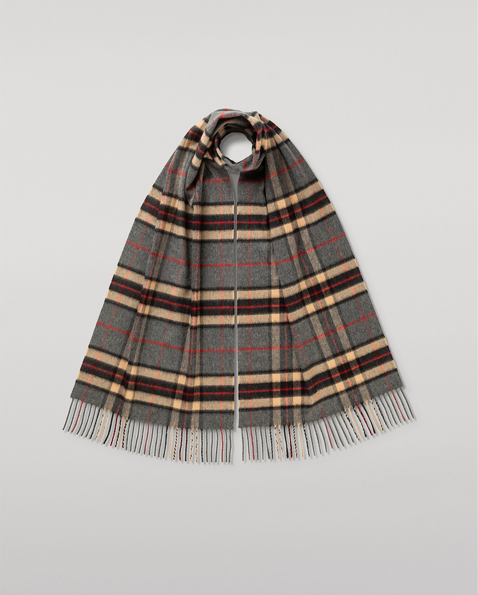 JOHNSTONS OF ELGIN VINTAGE CHECK MERINO SCARF GREY MULTI 100% WOOL WDC01797RU7761ONE