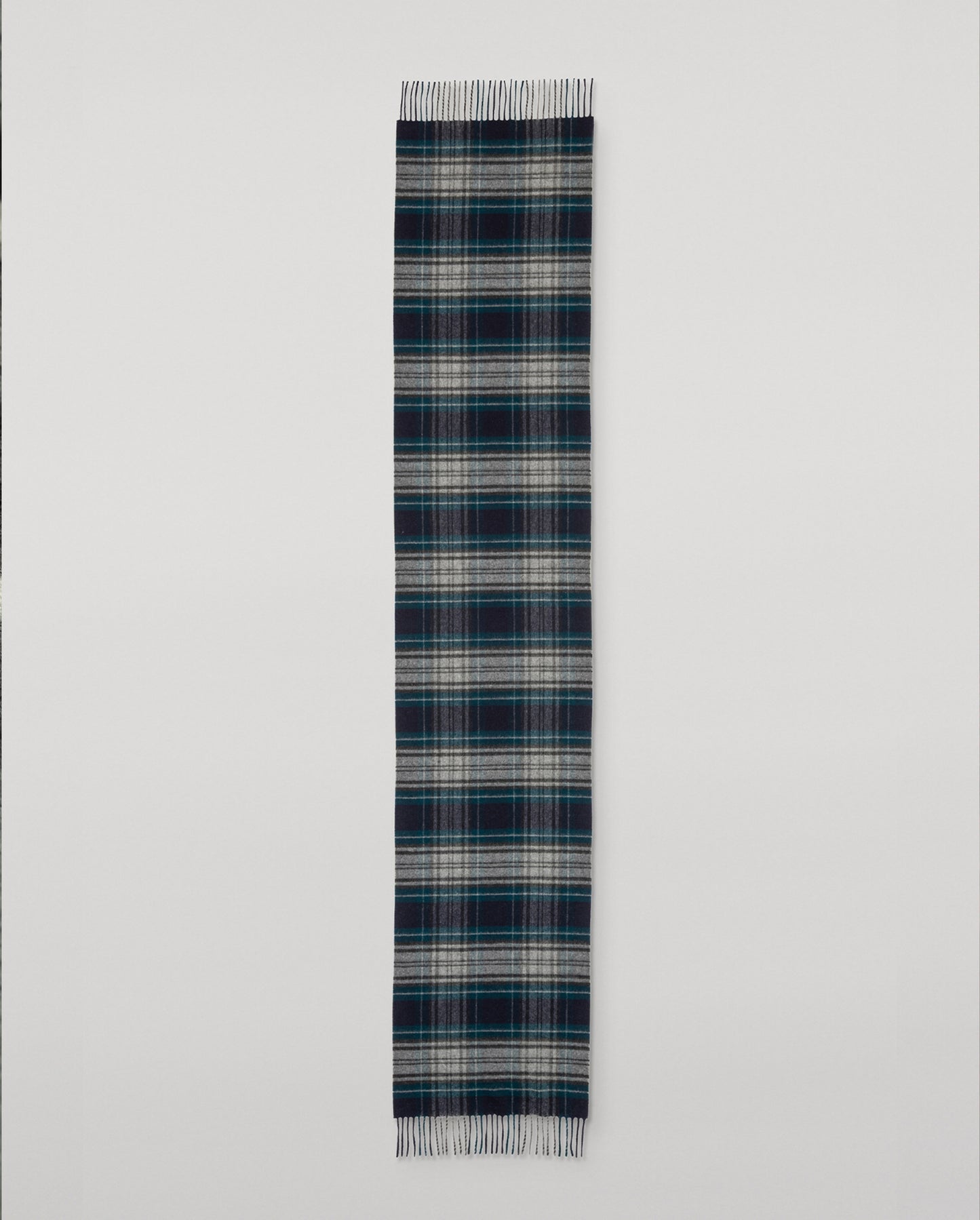 JOHNSTONS OF ELGIN VINTAGE CHECK MERINO SCARF NAVY MULTI 100% WOOL WDC01797RU7762ONE