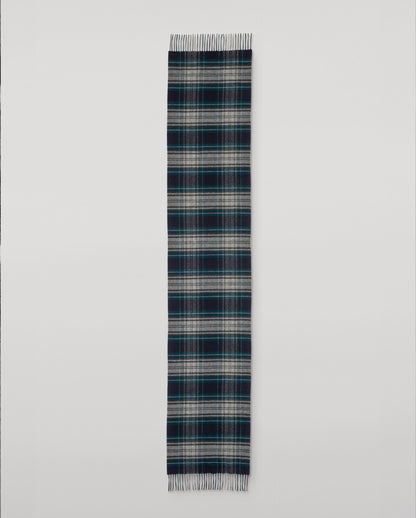 JOHNSTONS OF ELGIN VINTAGE CHECK MERINO SCARF NAVY MULTI 100% WOOL WDC01797RU7762ONE