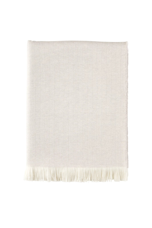 2025 Johnstons of Elgin Interiors Collection Grey Silver Birch Herringbone Merino Throw on a white background  WD000010RU5831ONE